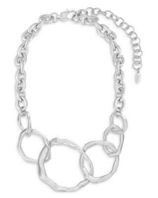 Interlocking Golden Chain Statement Necklace, 15"-19"