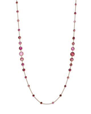 Marco Bicego 18K Yellow Gold Jaipur Color Pink Tourmaline Bezel Long Strand Necklace, 36 - Exclusive
