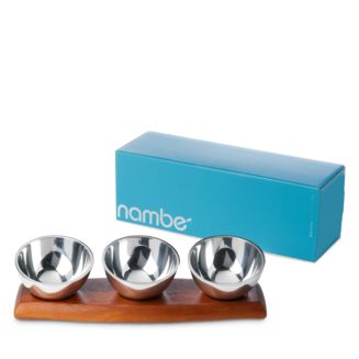 Nambé Luna Triple Condiment Bowl