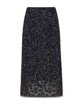 Floral Sequins Midi Skirt 