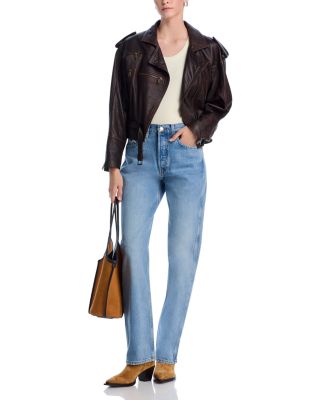 90s Cotton High Rise Loose Wide Leg Jeans in Worn Blue