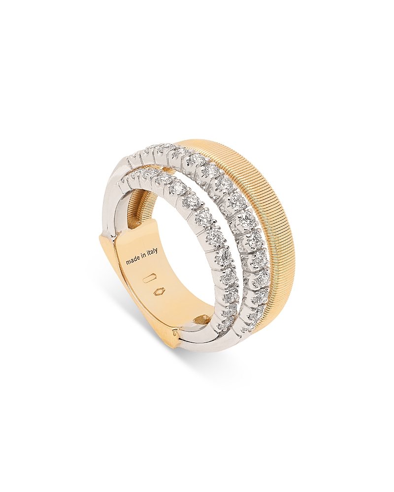 Marco Bicego 18k Yellow & White Gold Masai Diamond Four Row Coil Ring In Gold/white