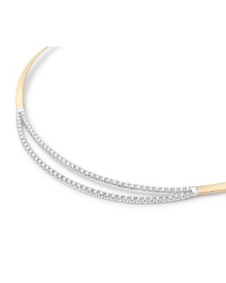 18K Yellow & White Gold Masai Diamond Double Row Bar Collar Necklace, 16.5"