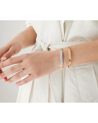 18K Yellow Gold Masai Diamond Station Coil Thin Bangle Bracelet