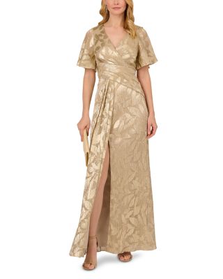 adrianna papell gold leaf dress Buy Adrianna Papell Blue Foil Leaf Mermaid Gown from Next USA