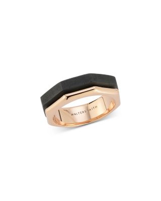 Men's 18K Rose Gold Ebony Sydney Hexagon Band