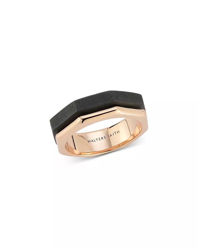 Walters Faith Men's 18K Rose Gold Ebony Sydney Hexagon Band