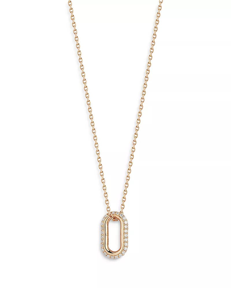 Walters Faith 18K Rose Gold Diamond Saxon Mini Single Link Pendant Necklace, 16