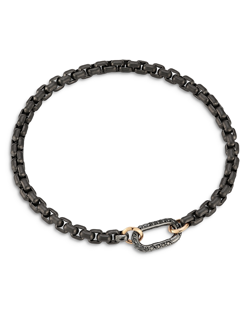 Walters Faith Men's Sterling Silver Diamond Clasp Saxon Chain Link Bracelet In Black