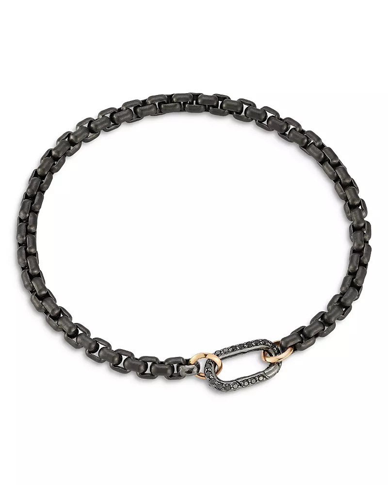 Walters Faith Men's Sterling Silver Diamond Clasp Saxon Chain Link Bracelet