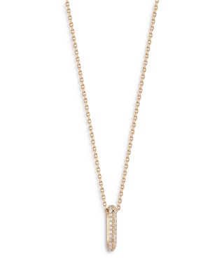 18K Rose Gold Diamond Saxon Mini Single Link Pendant Necklace, 16"