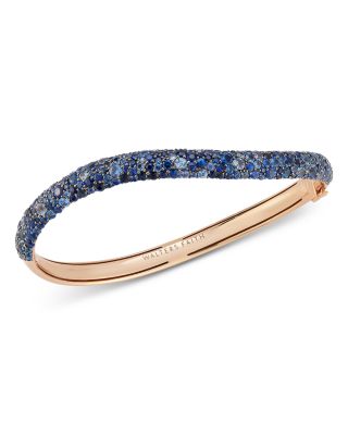 Walters Faith 18K Rose Gold Blue Sapphire Julian Wave Curved Bangle Bracelet