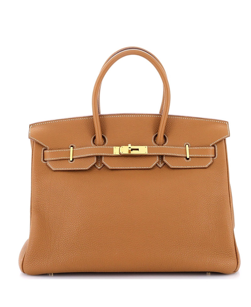Pre-Owned Hermes Birkin 35 Handbag Brown Togo with Gold Hardware