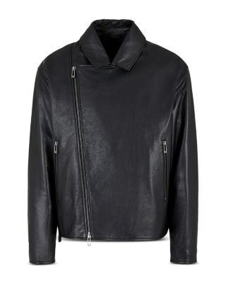 Emporio Armani Asymmetrical Leather Biker Jacket | Bloomingdale's Men