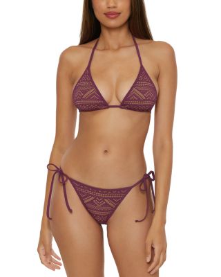 Color Play Crochet Triangle Top &amp; Color Play Crochet Tie Side Bottom