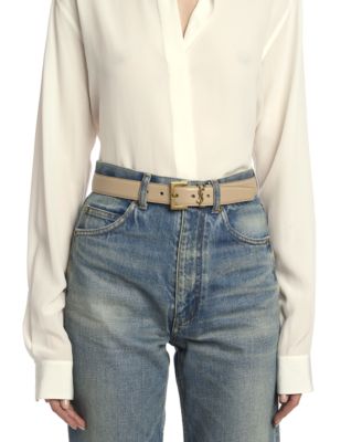 Cassandre Belt with Square Buckle in Shiny Box Leather