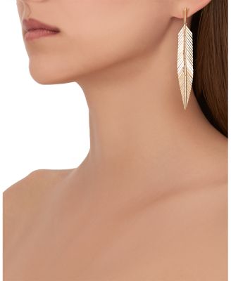 18K Yellow Gold Medium Feather Earrings