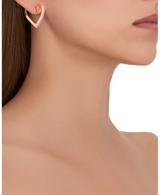 18K Yellow Gold Endless Ruby Heart Hoop Earrings