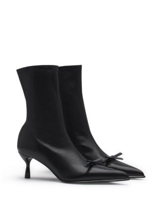  Women&#39;s Bow Ankle Boots In Leather
