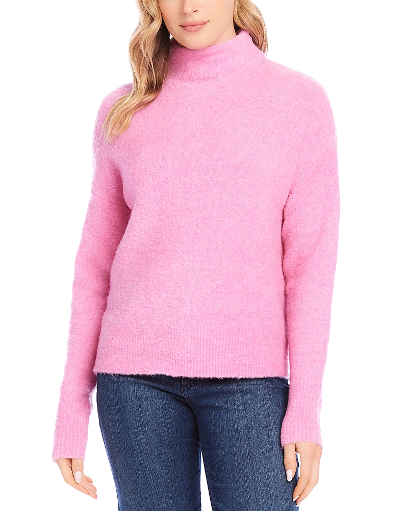 Shop Karen Kane Mock Neck Boucle Sweater In Peony