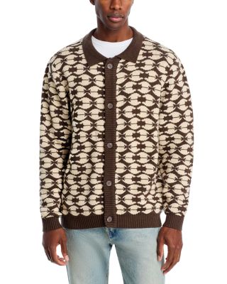 Coney Island Picnic - Cotton, Nylon & Wool Geometric Intarsia Knit Regular Fit Cardigan