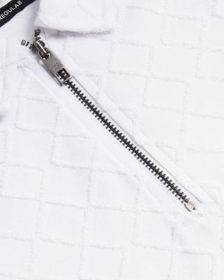 Ansom Textured Quarter Zip Terry Polo Shirt