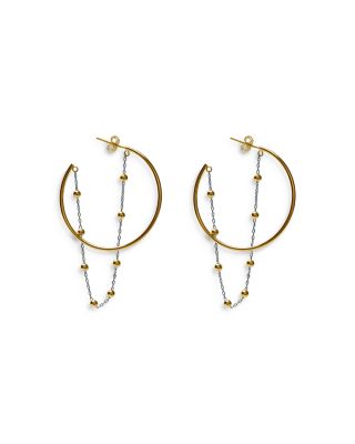 Argento Vivo - Ball Chain Embellished Hoop Earrings in 18K Gold Plated Sterling Silver