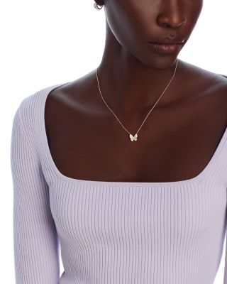 Diamond Butterfly Pendant Necklace in 14K Rose Gold, 0.33 tcw