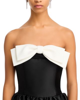 Taffeta Contrast Bow Midi Dress