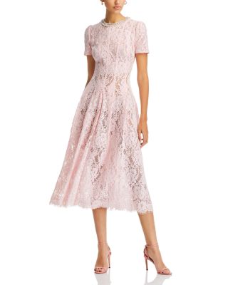 Self-Portrait - Pink Lace Embellished Midi Dress