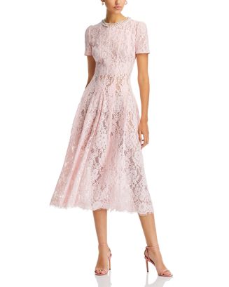 Flare Dress Teri Jon Lace Dress Self-Portrait Pink Lace Embellished Midi  Dress Bloomingdale's