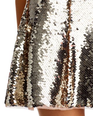 Gold Sequin Off The Shoulder Mini Dress
