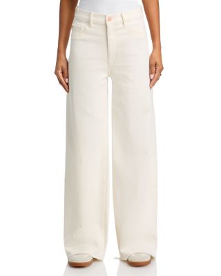 Hepburn High Rise Wide Leg Jeans in Eggshell