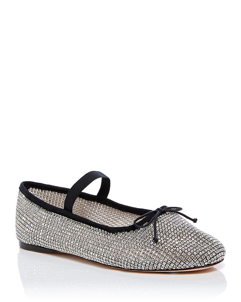 Loeffler Randall Leonie Crystal Mesh Mary Jane Flat In Crystal