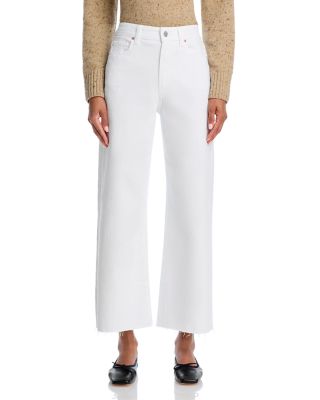 Anessa Raw Hem High Rise Cropped Wide Leg Jeans in Crisp White