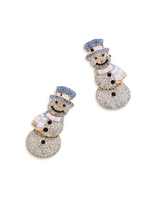 BAUBLEBAR - Feeling Frosty Pav&eacute; Snowman Drop Earrings in Gold Tone