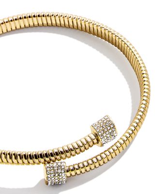 Autumn Pav&eacute; Coiled Bypass Bangle Bracelet in Gold Tone