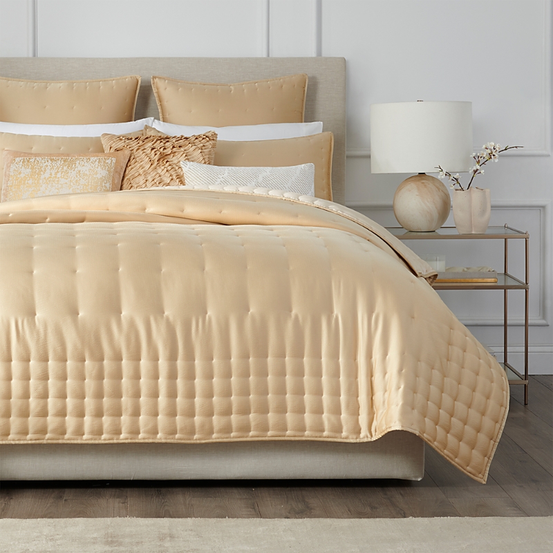 Donna Karan Hammered Silk And Cotton Quilt, King In Brown