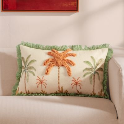 Jungle Tufted &amp; Embroidered Decorative Pillow, 14&amp;quot; x 21&amp;quot;