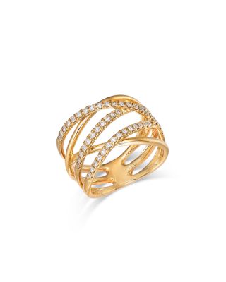 Bloomingdale's Fine Collection - 14K Yellow Gold Diamond Crisscross Ring, 0.50 tcw