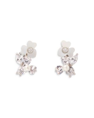kate spade new york Mixed Stone Flower Cluster Stud Earrings in Silver Tone