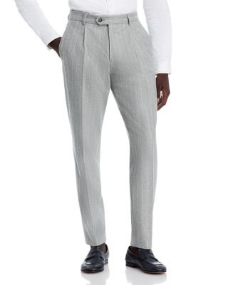 BOSS - Cotton Stripe Relaxed Fit Pleated Dress Pants