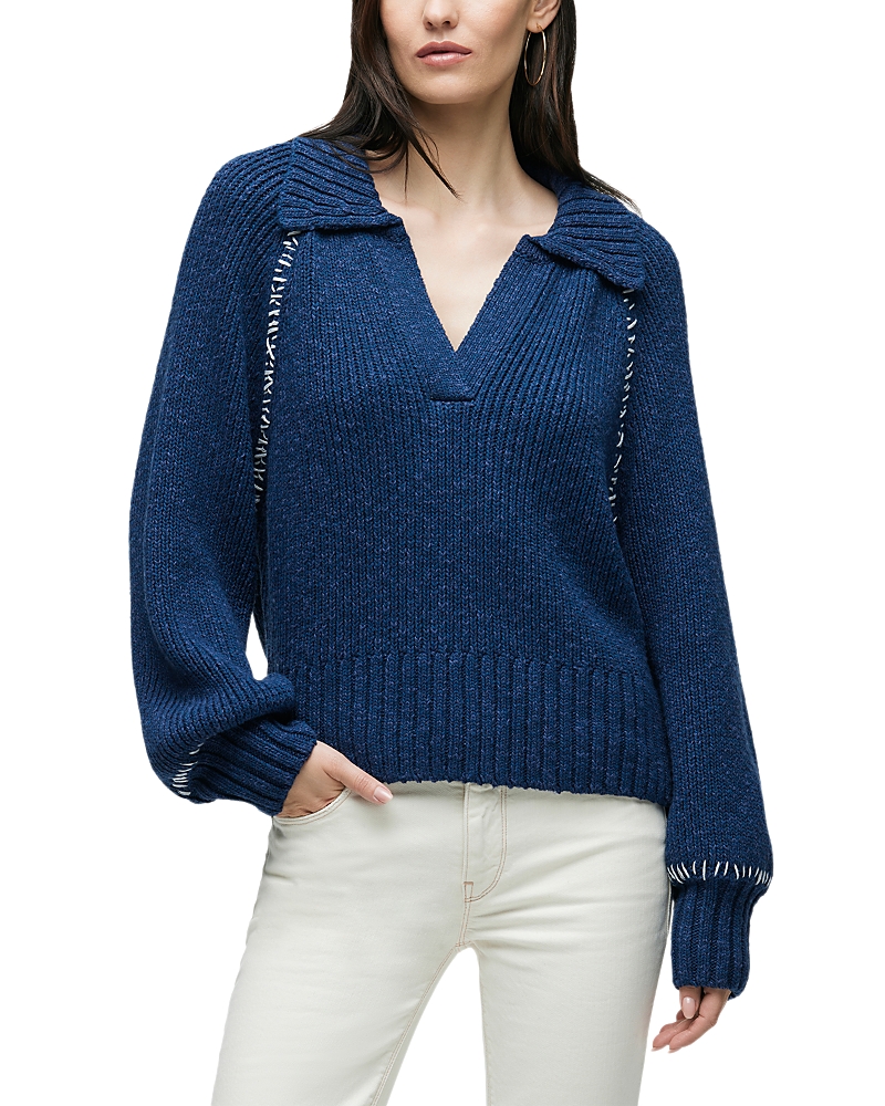 Hudson Johnny Collar Sweater In Navy