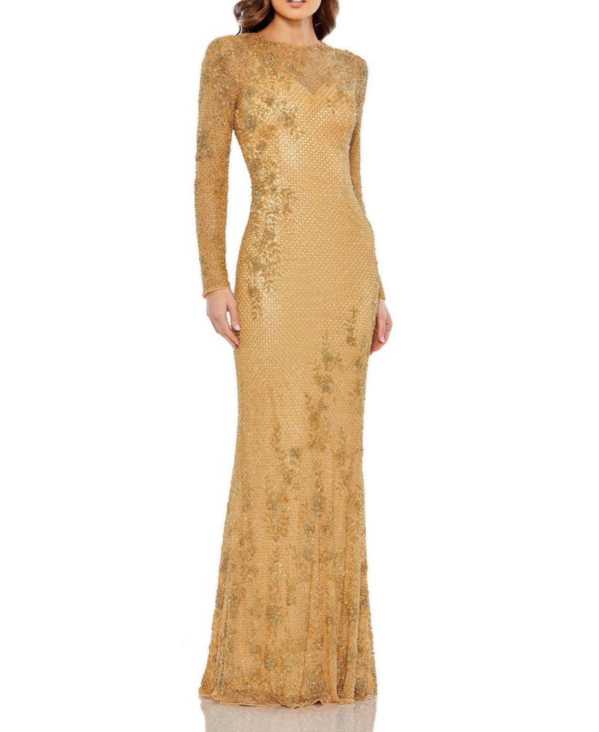 Long Sleeve Embellished Evening Gown