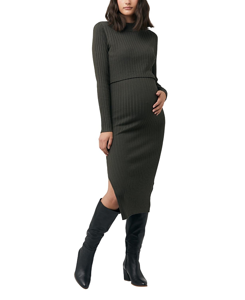 RIPE MATERNITY NELLA RIB NURSING KNIT DRESS