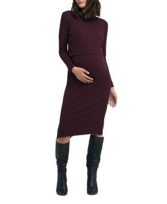 Ripe Maternity - Ruby Rib Nursing Midi Dress