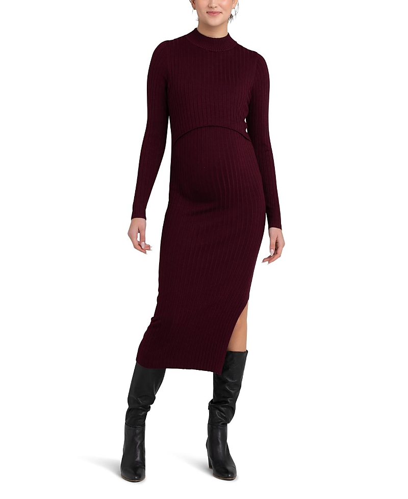 RIPE MATERNITY NELLA RIB NURSING KNIT DRESS