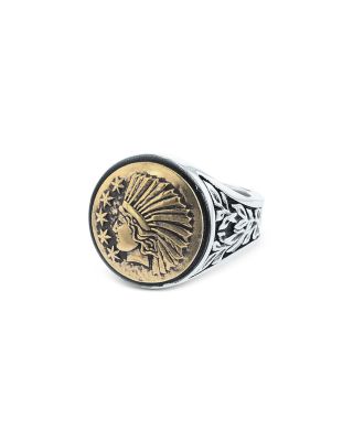 King Baby Studio - Men's Sterling Silver & Brass Alloy Liberty Headdress Signet Ring