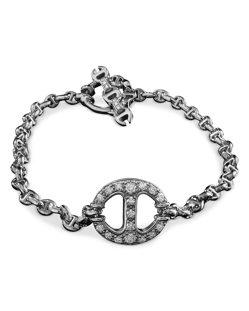 Hoorsenbuhs 18K White Gold Open Link Diamond Large Link Toggle Bracelet