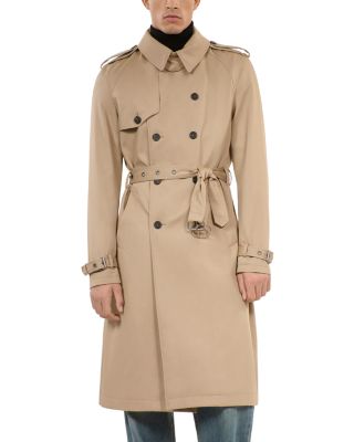 The Kooples - Cotton Wide Fit Long Double Breasted Trench Coat